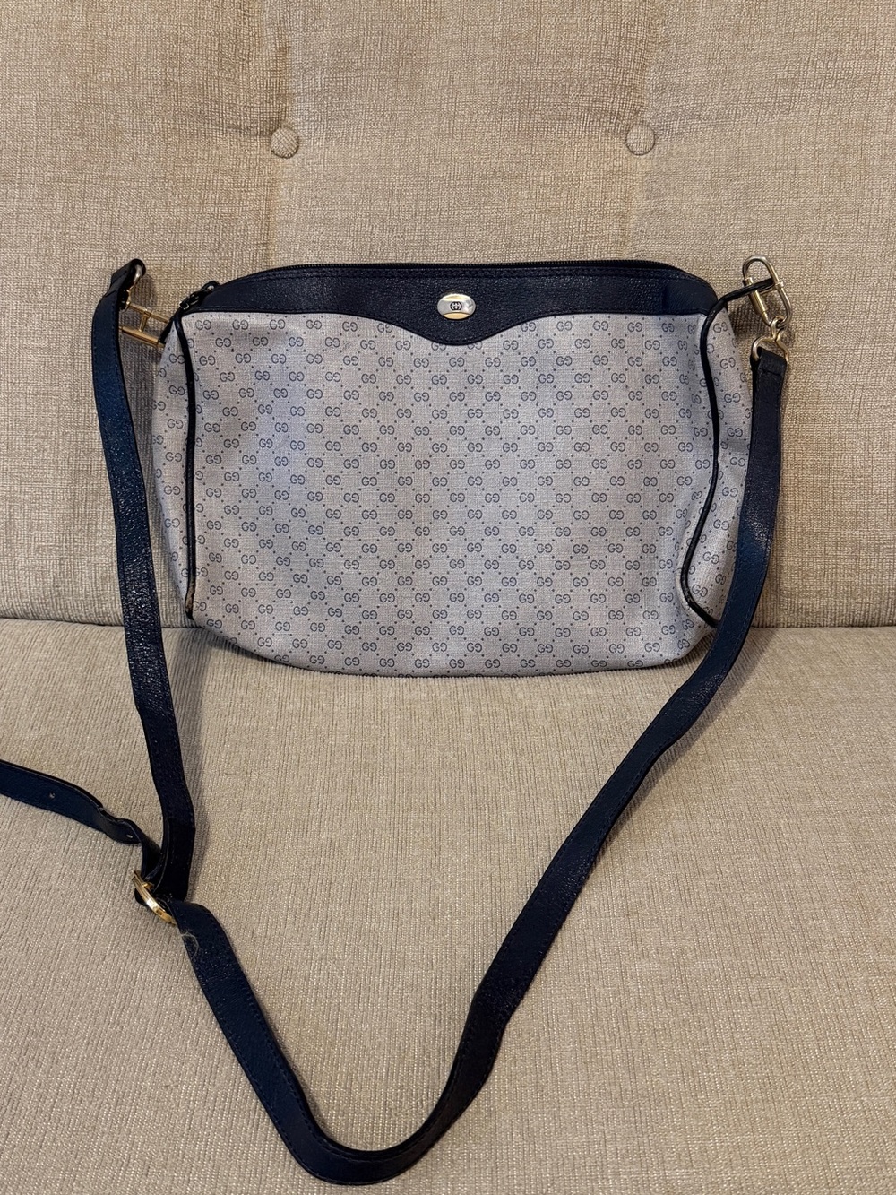Gucci Navy Monogram Crossbody Bag